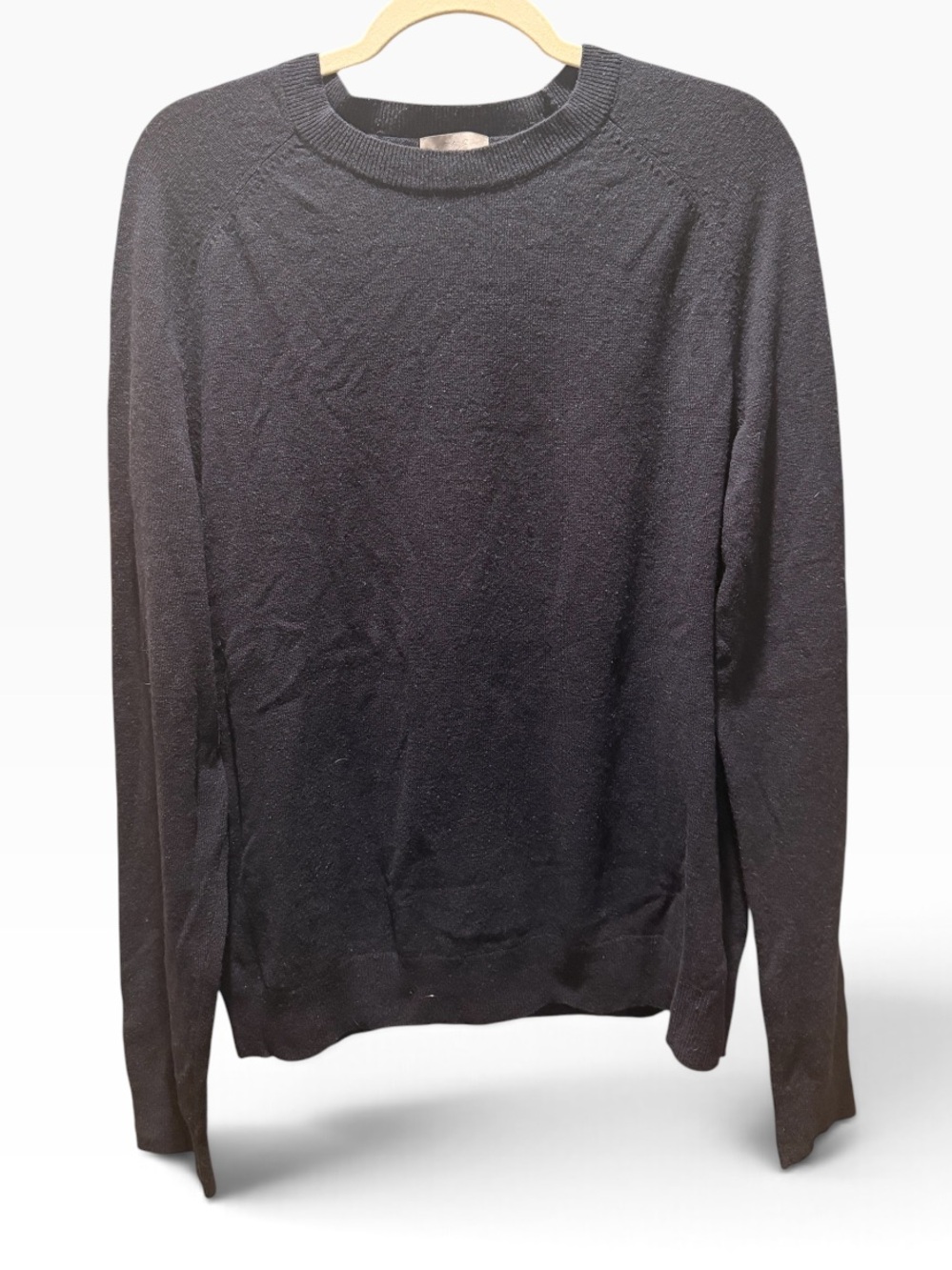 COS Men’s 100% Wool Pullover Crewneck Knit Sweater Navy Blue Size Large